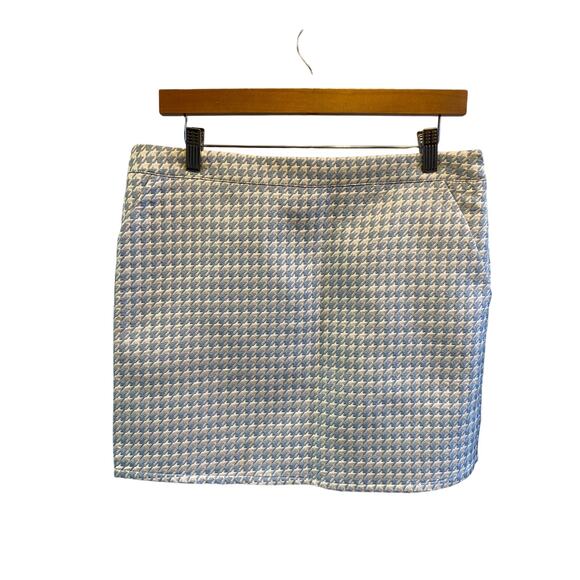 Forever 21 Skirt Mini Blue White Houndstooth with Pockets side hidden Zip Sz 29 - Picture 1 of 7